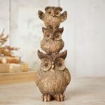Country Living Resin Wood Effect Rustic Stack of Owls Figurine (21.5cm)