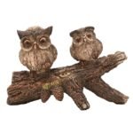 Country Living Resin Wood Effect Rustic 2 Owls On A Branch Figurine - Image 2