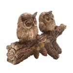 Country Living Resin Wood Effect Rustic 2 Owls On A Branch Figurine - Image 3