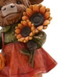 Country Living Collection Autumn Highland Cow Figurine with Flowers - Image 4