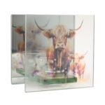 Widdop Country Living Highland Cow Design Glass Tea Light Candle Holder