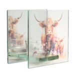 Widdop Country Living Highland Cow Design Glass Tea Light Candle Holder - Image 4