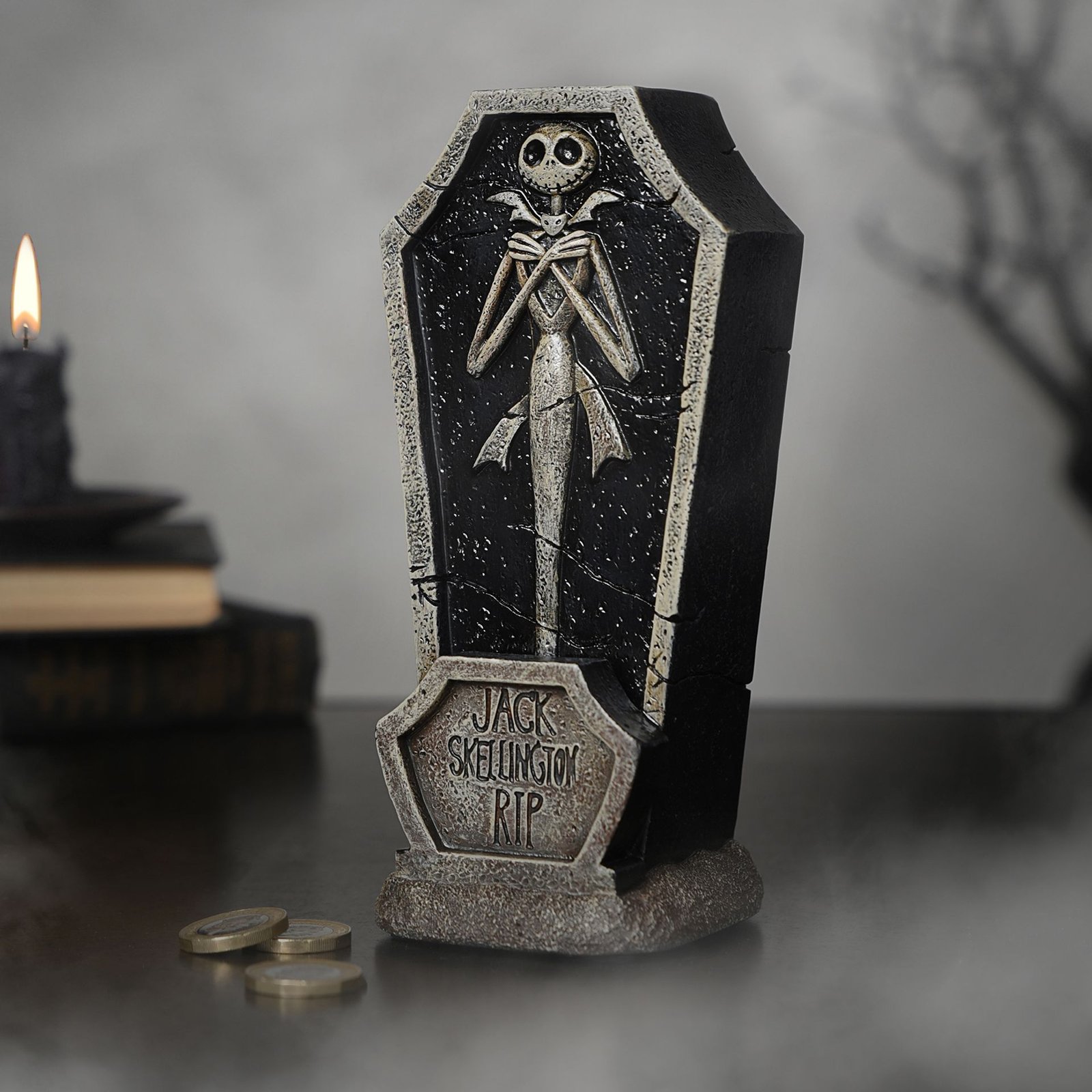 DI2319.jpg Disney: The Nightmare Before Christmas Coffin Shaped Wooden Money Box - Image 1