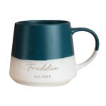 Personalised Any Message Blue & White Dipped Speckled Design Ceramic Mug - Image 4