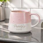 Personalised Any Message Pink & White Dipped Speckled Design Ceramic Mug - Image 3