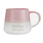 Personalised Any Message Pink & White Dipped Speckled Design Ceramic Mug - Image 4