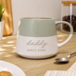 Personalised Any Message Green & White Dipped Speckled Design Ceramic Mug - Image 3