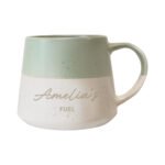 Personalised Any Message Green & White Dipped Speckled Design Ceramic Mug - Image 4