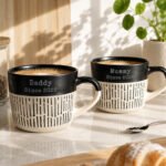 Personalised Any Message Black & White Dipped Dash Design Ceramic Mug - Image 5