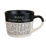 Personalised Any Message Black & White Dipped Dash Design Ceramic Mug - Image 6