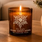 Personalised Christmas Snowflake Motif Scented Amber Glass Jar Candle