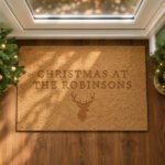 Personalised Stag Motif Rectangle Coir Indoor Doormat