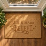 Personalised 'Believe' Christmas Rectangle Coir Indoor Doormat