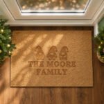 Personalised Christmas Gonks Rectangle Coir Indoor Doormat