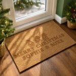 Personalised Christmas Gonks Rectangle Coir Indoor Doormat - Image 3