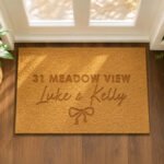 Personalised Bow Motif Rectangle Coir Indoor Doormat