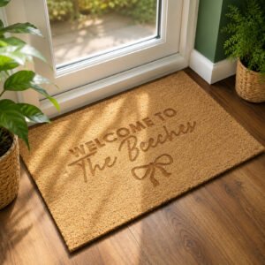 P011029 Personalised Bow Motif Rectangle Coir Indoor Doormat 2