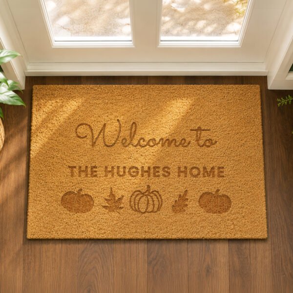 Personalised Pumpkin Design Rectangle Coir Indoor Doormat