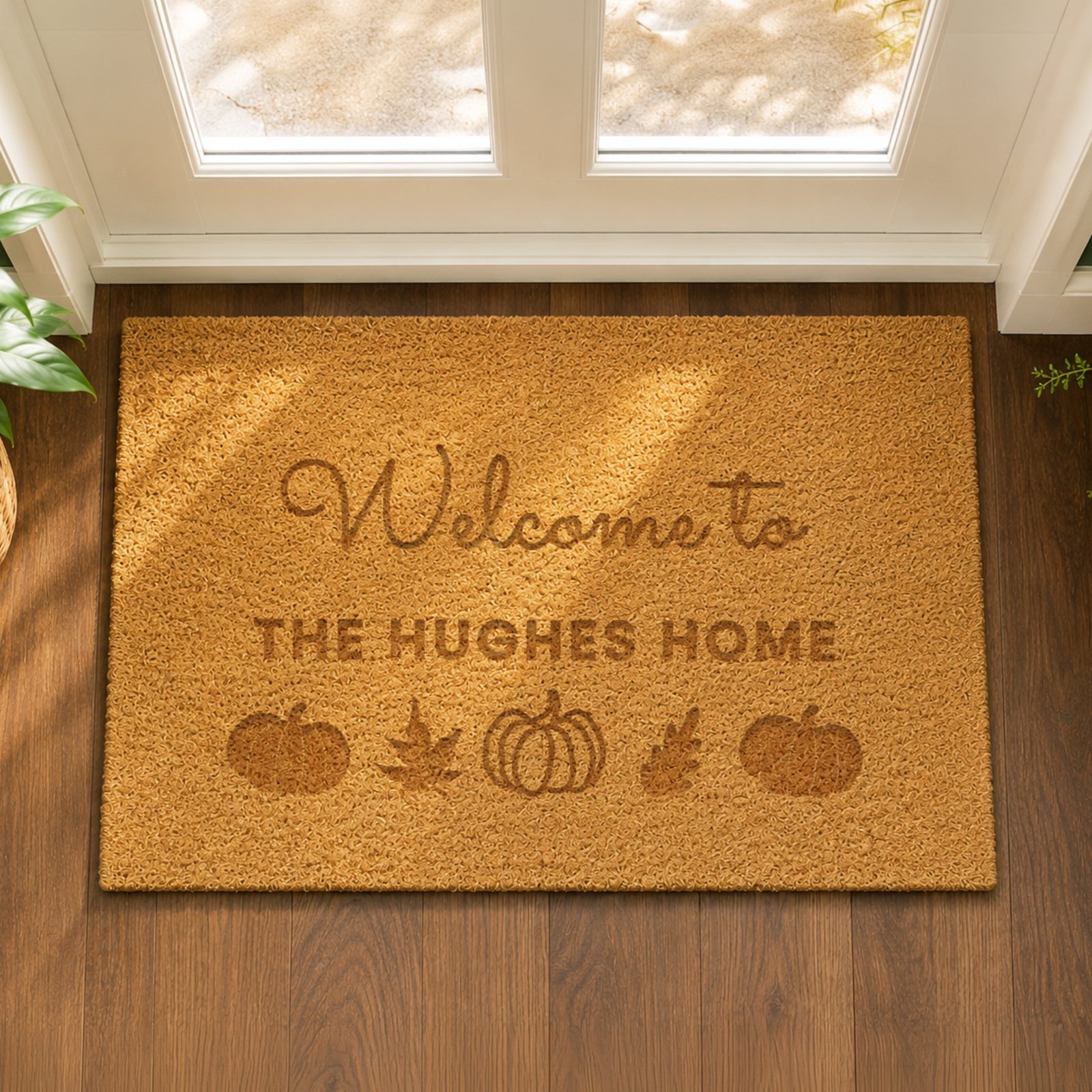 P011032 Personalised Pumpkin Design Rectangle Coir Indoor Doormat Personalised Pumpkin Design Rectangle Coir Indoor Doormat - Image 1