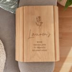 Personalised Any Message Floral Design Wooden Sofa Tray