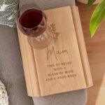 Personalised Any Message Floral Design Wooden Sofa Tray - Image 3