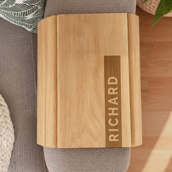 Personalised Name Strip Design Wooden Sofa Tray