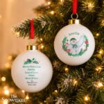 Personalised The Snowman Christmas Wishes Ceramic Bauble - Image 2