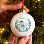 Personalised The Snowman Christmas Wishes Ceramic Bauble - Image 3