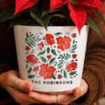 Personalised Christmas Poinsettia Design Large Ceramic Indoor Plant Pot - Image 2
