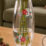 Personalised Any Message Poinsettia Design Glass Bullet Vase - Image 2
