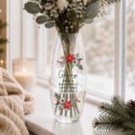 Personalised Any Message Poinsettia Design Glass Bullet Vase - Image 3