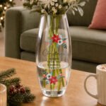 Personalised Any Message Poinsettia Design Glass Bullet Vase - Image 4