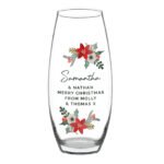 Personalised Any Message Poinsettia Design Glass Bullet Vase - Image 5