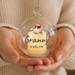 Personalised Robin Motif Christmas / Memorial Glass LED Candle Bauble - Image 2