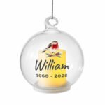 Personalised Robin Motif Christmas / Memorial Glass LED Candle Bauble - Image 4