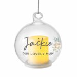 Personalised Floral Motif Christmas / Memorial Glass LED Candle Bauble - Image 4