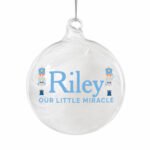 Personalised Blue Nutcracker Design White Feather Glass Christmas Bauble - Image 4