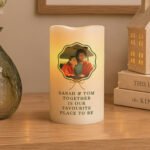 Personalised Scallop Bow Design Photo Upload LED Pillar Candle - Image 3