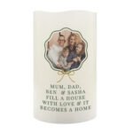 Personalised Scallop Bow Design Photo Upload LED Pillar Candle - Image 4