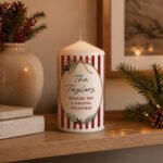 Personalised Candy Cane Stripes Design Christmas Pillar Candle - Image 3