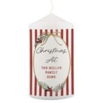 Personalised Candy Cane Stripes Design Christmas Pillar Candle - Image 4