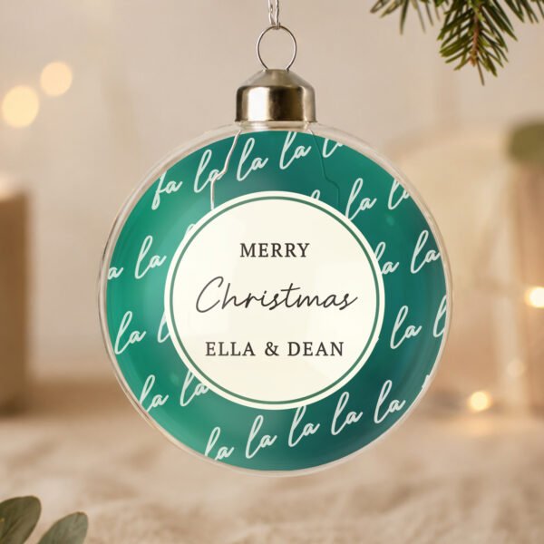 Personalised 'Fa La La' Glass Christmas Bauble