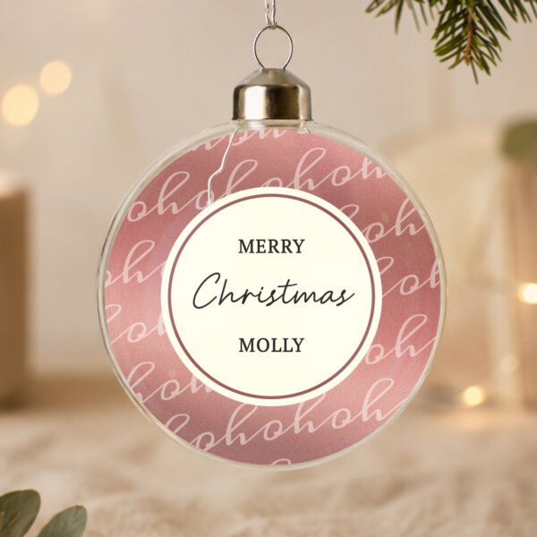 Personalised 'Ho Ho Ho' Glass Christmas Bauble