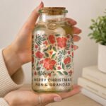 Personalised Christmas Poinsettia Design LED Light-Up Glass Jar - Image 3