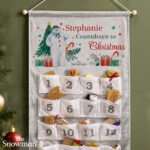 Personalised The Snowman Christmas Wishes Grey Felt Christmas Advent Calendar - Image 2