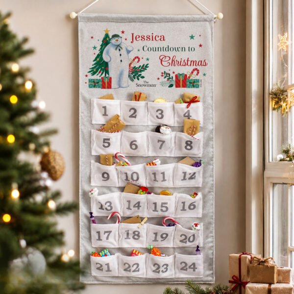 Personalised The Snowman Christmas Wishes Grey Felt Christmas Advent Calendar