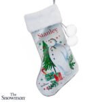Personalised The Snowman Christmas Wishes Luxury Grey Pom Pom Christmas Stocking - Image 4
