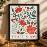 Personalised Christmas Poinsettia Design 'Peace & Joy' Black Framed Poster - Image 4