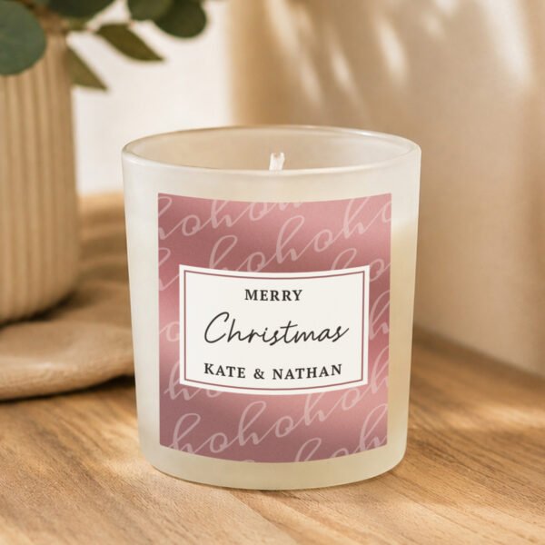 Personalised 'Ho Ho Ho' Christmas Scented Frosted Glass Jar Candle