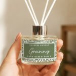 Personalised Any Message Green Botanical Design Glass Reed Diffuser - Image 2